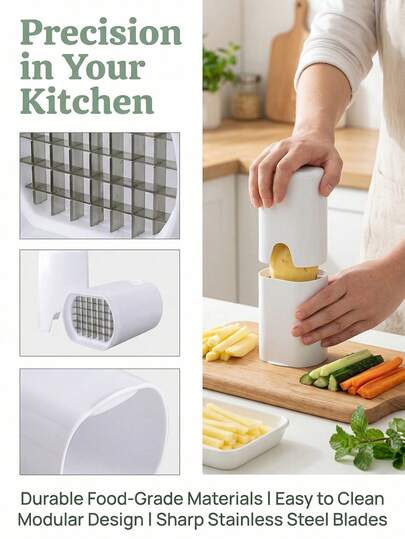 1 cái dụng cụ thái khoai tây đa năng bằng thép không gỉ, dùng để thái rau củ quả như khoai tây, cà rốt, dưa chuột, khoai tây chiên, thái nhanh, dụng cụ nhà bếp tiện lợi.