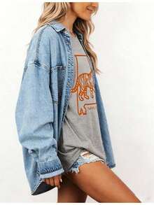 Auburn Shirt, Town Of Auburn Shirt, Saturdays In Auburn Shirt220G Heavyweight% Cotton-Shirt. With Print Pattern, Suitable Girls And Wo's Short Sved Round Neck Inspirational Shirt, Cute Aesthetic Y2K Style Summer Top, Suitable Outdoor, Family, Work Or Street Wear Casual Loose Daily-Shirt - Xám - Xem 3