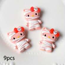 SANRIO 9个Hello Kitty可爱猫咪树脂装饰品,适用于珠宝制作、DIY桌面和汽车装饰、生日礼物珠宝制作材料 - Charms - 查看 12