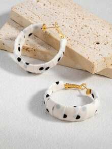 1对简约波点布艺休闲耳环，复古港式黑白耳环（女士款） - 黑與白 - 查看 8