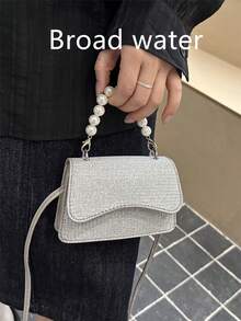 2026 New Mini Handbag, Colorful Square Bag, Pearl Handbag, Versatile Dual Handle Shoulder Bag For Women, Suitable For Outdoor, Home, Shopping, Lipstick Pouch, Coin Purse - Silver - View 10