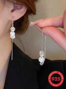 BALMORA Pendientes de enhebrador con diseño geométrico plata esterlina - Plateado - Ver 1