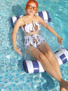 Silla y tumbona flotante inflable con respaldo, silla de piscina plegable de doble uso para el verano, adecuada para spa, piscina, playa, fiesta en la playa, vacaciones, fiesta de piscina multiusos, entretenimiento acuático al aire libre en verano, silla flotante de agua - Inflable - Ver 6