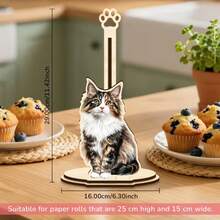 1 cái Giá đựng khăn giấy in hình mèo Maine 2D phẳng, Giá đựng khăn giấy nhà bếp bằng gỗ, Giá để khăn giấy nhà bếp dạng đứng, Hộp đựng khăn giấy để bàn, Giá đựng khăn giấy để bàn, 2D phẳng - A - Xem 2