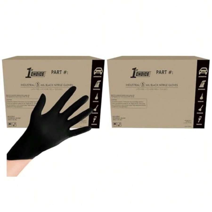 1st Choice Nitrile Gloves Disposable Latex-Free Black 5 Mil For Cooking Cleaning Automotive Industrial Food Prep Home - XXLarge - View 1