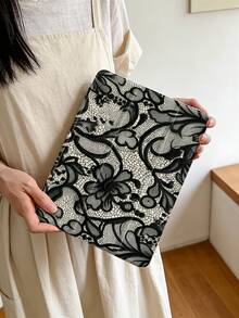 黑色蕾丝图案扁平保护套，1 件装，兼容 iPad 10.2 英寸（2021/2020 款，第十/九/八代，A16 芯片），11 英寸（第十一代，2025 款），兼容三星 Galaxy Tab A8 10.5 英寸（2022 款），平板电脑保护套带笔槽，支持自动睡眠/唤醒功能 - 彩色 - 查看 5