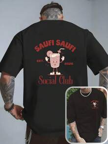 ChristmasSommer-Tops, Herr-T-shirt, SAUFI SAUFI, Social Club, dubbelsidig tryck, moderiktig kortärmad skjorta för män, T-shirt, populär produkt - Vitt - Visa 11