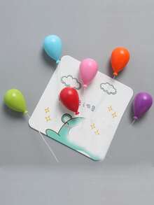 1 Set/6 piezas Pegatinas magnéticas de globos coloridos, imanes de nevera, imanes decorativos con forma de globo para nevera, pegatinas magnéticas coloridas y lindas - imanes de nevera - Ver 8