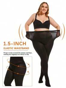 2/3 Pairs Plus Size Women Pantyhose, Comfortable & Non-Binding, Versatile Tights For Spring & Summer - Black - View 2