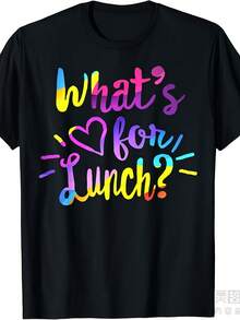 Funny Lunch Lady Cafeteria Worker T-Shirt - "What's For Lunch?"Retro Service Design, Unisex Short Sleeve Cotton Tee With Cafeteria Crew Print, 220gsm Heavyweight Black Shirt For Men & Women - 黑色 - 查看 6