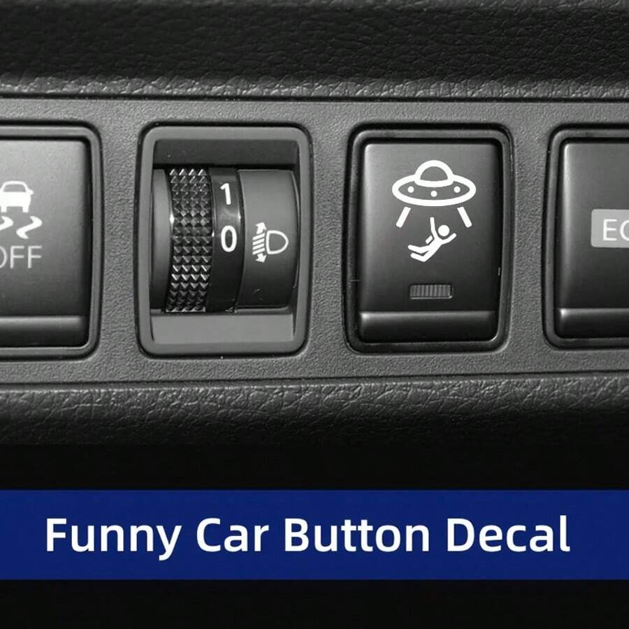 2pcs Universal UFO Blank Button Stickers - Fun Decorative Stickers Suitable For Any Vehicle - Car Stickers - View 1