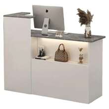 Premium Simple Reception Desk With Drawer And 1 Door 100cm - 白色 - 查看 8