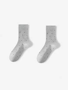 1/2/3/5 đôi tất nữ chấm bi tối giản bằng cotton, kiểu dáng thanh lịch, đa năng, đơn giản, phù hợp với giày bệt, giày thường ngày, dép lê, sandal, mùa xuân/hè/thu. - Nhiều màu - Xem 11