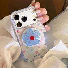 GUCADI Giá đỡ từ tính màu trắng mờ hình hoa 5 cánh + lưới màu xanh dương, phù hợp với 17PM, vừa với các kích thước 17, 16 inch. Giá đỡ từ tính lấp lánh, 15 inch, 13 inch, phong cách cô gái, hình học, nghệ thuật, tối giản, tươi mới, độc đáo, phong cách . - trắng - Xem 11