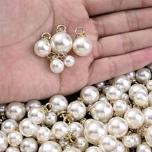 Classic 8/10/12/14/16mm White Pearl Pendant 10/20pcs Round Loose Pearl Beads With Rhinestone Faux Pearl Charms For Jewelry Making - Pearl Pendant - View 3