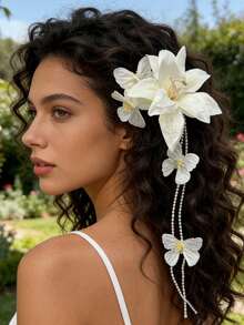 1pc Beachy Vacation Faux Flower Hair Clip Claw Clips Hair Claws Hair Barrettes, School Stuff, Vacation Outfits Woman, Hair Accessories, Head Accessories, Hair Accessories For Women, Hairpin - Multicolor - View 23