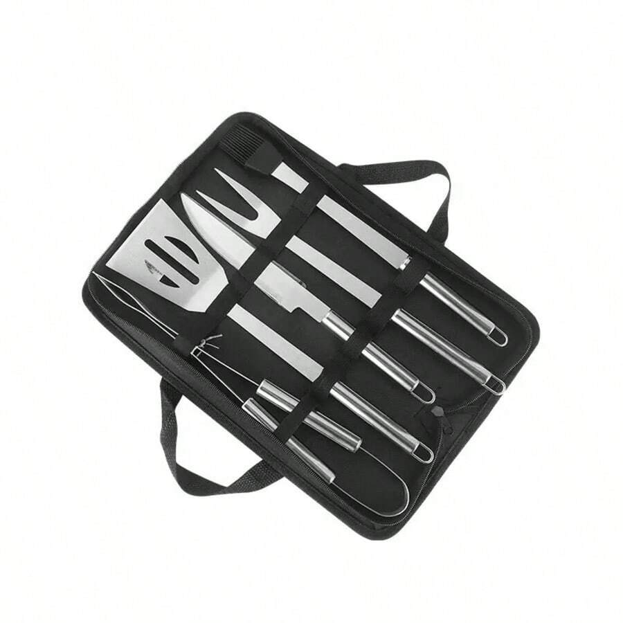 Stainless Steel BBQ Tool Set, Outdoor Camping Picnic Cooking Utensils Combo - Silver - View 1