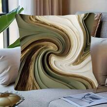 1PC Retro Geometric Pillowcase, Double-Sided Printed, Designed In Green, Orange, And Black, Suitable For Decorating Sofas, Bedrooms, Or Offices, Featuring Bright Colors And Geometric Patterns, Machine Washable, Without Pillow Core - Multicolor - View 5