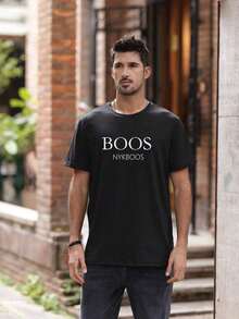 Men's One-Piece Loose-Fitting Cropped T-Shirt, Casual And Versatile With A Fun Printed Design, Perfect For Vacation, Work, And Everyday Wear. 2FPU - Hitam - View 8