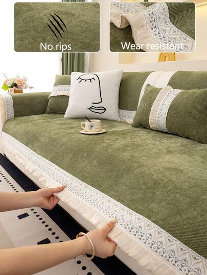 1 chiếc vỏ đệm sofa bằng vải chenille mềm mại, thích hợp cho mọi mùa, kiểu dáng hiện đại tối giản, chống trượt, chống bụi và có thể giặt được, màu xanh lá cây mềm mại và không phai màu, thân thiện với thú cưng, có thể điều chỉnh kích thước cho sofa góc, phòng ngủ, văn phòng, phòng khách.