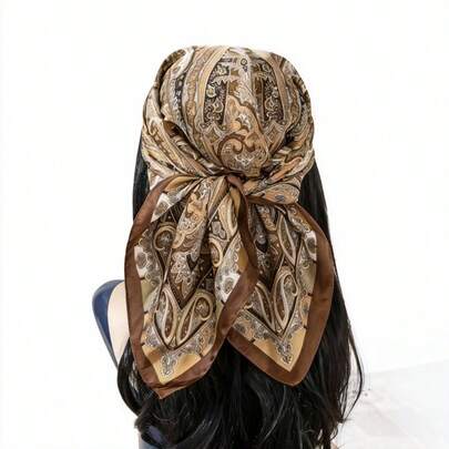 1 Leopard Print Square Scarf Headband Hair Accessory (Multifunctional) Suitable For Daily Wear, Ideal Choice For Panama Straw Hat Headband Decoration Style, With Multiple Colors To Choose From
