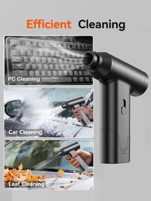 Wireless Rechargeable Electric Duster, Rechargeable Compressed Air Blower, Portable Handheld Electronic Duster Suitable For Computer, Keyboard, Car, Household Electronics - Black - View 3