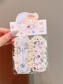 2pcs Teen Girls Fresh Floral Print Magic Hair Stickers, All-Match Bangs Fixing Hair Accessories - Multicolor - View 8