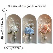 3片装拱形花瓶墙贴，优雅花瓶绿植墙贴，适用于装饰客厅、卧室、走廊和楼梯间。可移除防水乙烯基贴纸，方便DIY家居装饰。 - 多色 - 查看 11