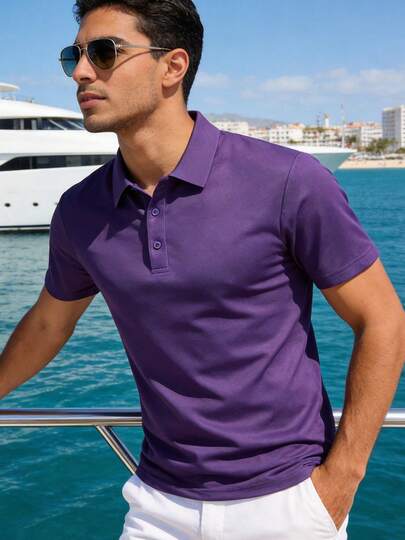 Men's Sports Polo Shirt Short Sleeve Quick Dry Outdoor Business Casual Breathable T-Shirt Summer