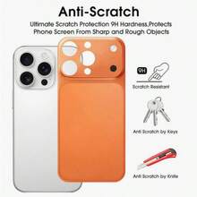 Película protectora de lente de material de unicolor, película posterior de PC mate ultra delgada aplicable para IP16 Pro Max/15Pro/14pro, se transforma instantáneamente a 17Pro/17 Pro Max, regalo del Día de la Madre - Naranja - Ver 4