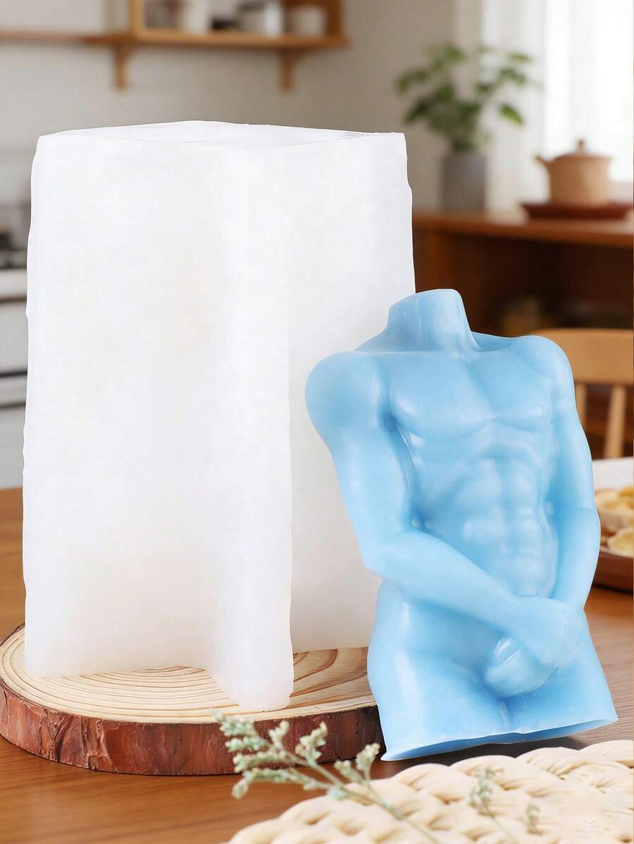 1pc Shy Man Body Shaped Silicone Candle Mold - A-White - View 1