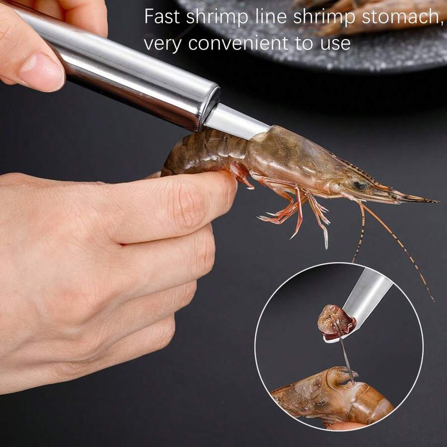 Đây là một món đồ tuyệt vời: Dụng cụ gọt và bóc vỏ tôm 3 trong 1 bằng thép không gỉ, 1 dụng cụ cắt lưng tôm chuyên nghiệp, dụng cụ tách hạt trái cây đa năng dùng cho nhãn và vải.