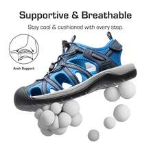 Men Outdoor Sport Sandals Hiking Water Shoes Athletic Beach Casual Closed Toe Hollow Out Summer Sandal Shoes - 藏蓝色 - 查看 2