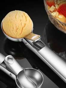 Stainless Steel Dual-Purpose Ice Cream Scoop Ice Cream Scooper Multifunctional Fruit Scoop Kitchen Supplies - Silver - View 4