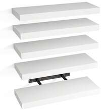 Tomnk Set Of 4/5/6/8 Floating Shelves, Bookshelves, Rustic Wood Finish Wall Shelves, Room Decor, Shelves For Wall Decor, With Invisible Brackets For Bathroom, Living Room,Bedroom And Kitchen - Nhiều màu - Xem 26