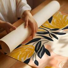 3Pcs Boho Lemon Fruit Floral Canvas Wall Art, Abstract Yellow Citrus & Flower Vase Prints, Modern Mid-Century Decor For Kitchen Dining Room, Boho Home Decoration, Frameless - 817 - View 8