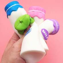 Kawaii Milk Bottle Squishy Toy, Slow Rebound Food-Shaped Stress Relief Squeeze Ball, Cute Drink-Inspired Vent Fidget Toy For Teens & Adults, Anxiety Relief Desk Decor - Multicolor - View 4