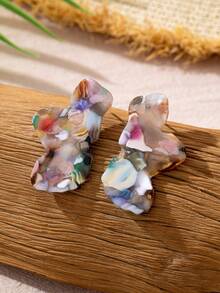 1 Pair Fashionable, Elegant And Cute Acrylic Flower Shaped Stud Earrings For Women - Colorful - View 2