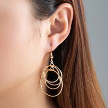 1pc Women's Luxury Minimalist Geometric Design Earrings, Fashionable Versatile For Daily Wear And Parties - Multicolor - View 2