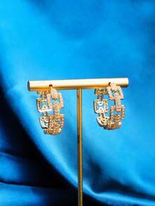 SEQUITO 1 par de delicados pendientes de aro redondo con baño de oro blanco, joyería de disfraz con micro pavé y diminutos circonitas cúbicas AAA brillantes - 3cm - Ver 9