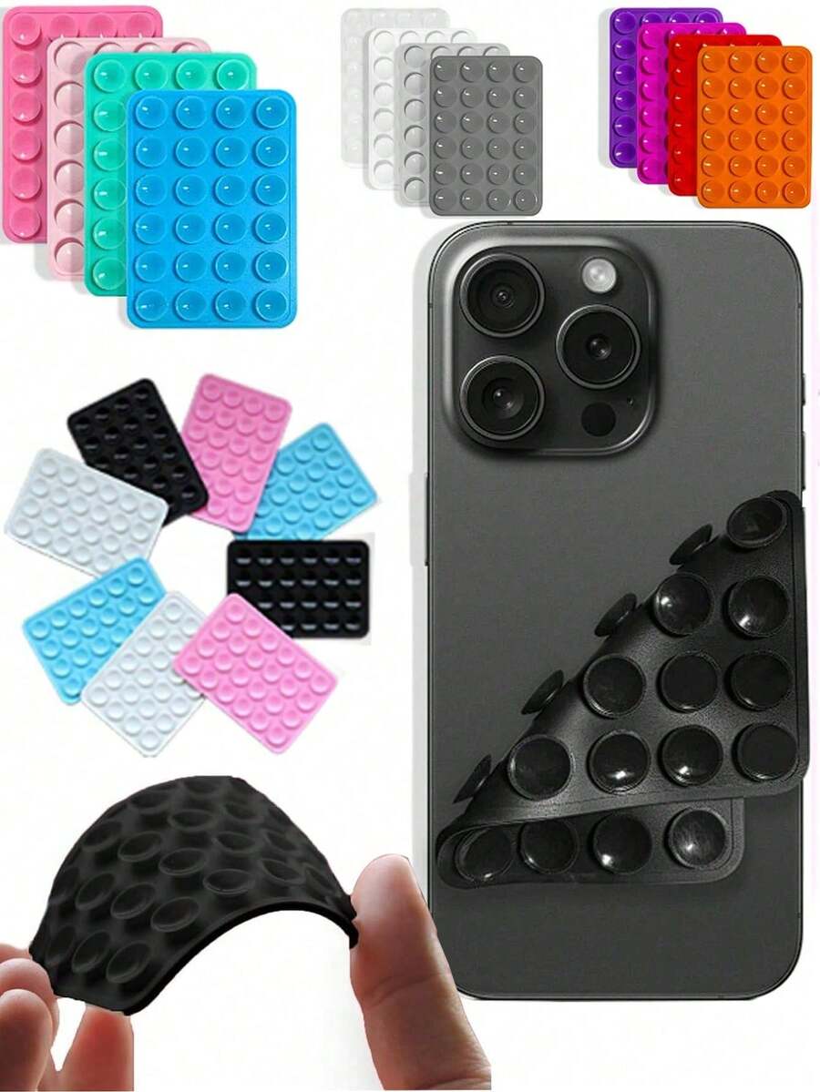 1pc Dual-Sided Silicone Phone Suction Cup Accessory, Suction Cup Phone Case Stand, Adhesive-Free Phone Ring Holder, Suitable For Selfie And Video - Multicolor - View 1