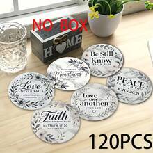 6/120 pièces Dessous de verre ronds en bois avec motif imprimé 2D de la Bible, convient pour le patio, la cuisine, le salon, les réunions à la maison, la décoration de table à manger, cadeau pour les amis et la famille, idéal pour la Saint-Valentin, le mariage, l'anniversaire, les fêtes, la décoration de la maison, le meilleur cadeau pour les amis - Multicolore - Voir 7