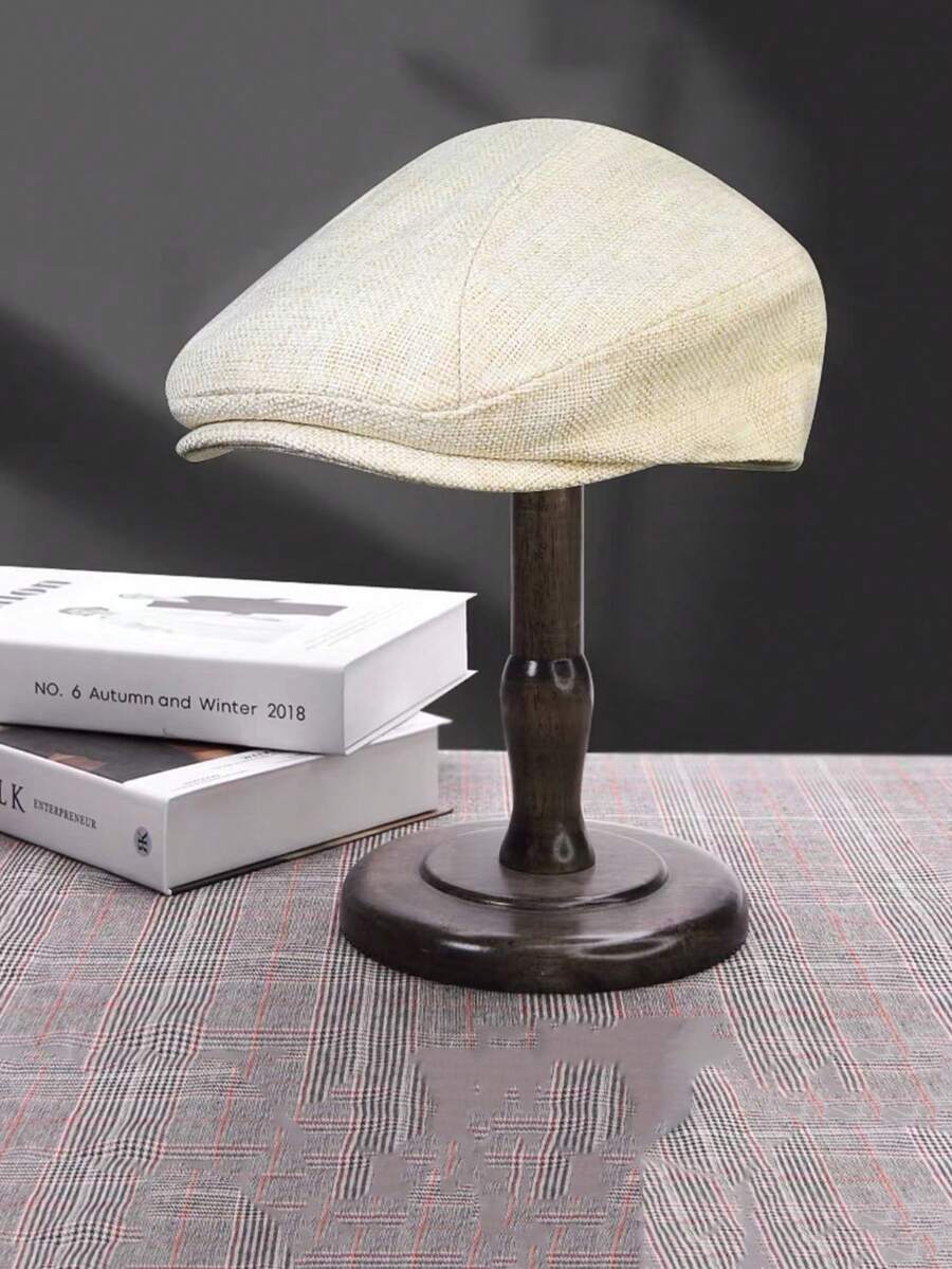 Mũ lưỡi trai nam kiểu cổ điển, mũ lưỡi trai kiểu Newsboy, mũ chơi golf, mũ vải lanh, mũ Ivy cổ điển, mũ tài xế taxi, mũ beret thường ngày màu trắng. - Màu be - Xem 1