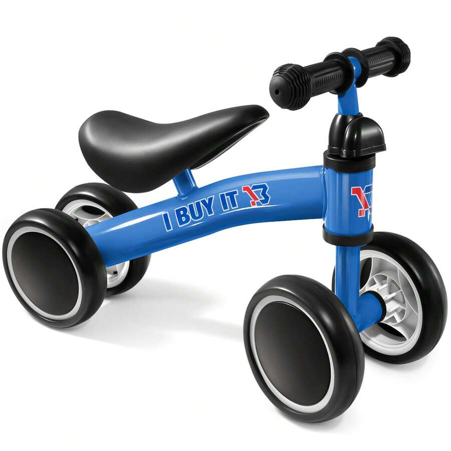 Baby Balance Bike 1 Year Old, No Pedal Toddler Bike, 4 Wheels Lightweight Ride On Toys For Kids, Baby First Birthday Gifts, Training Bicycle For Boys And Girls - Blue