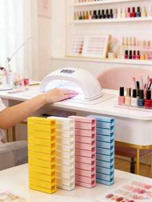 1pc Multi-Compartment Acrylic Nail Stamping Plate Storage Box, Desktop Nail Sticker Organizer Rack, Portable Nail Foil Roll Storage Box, Nail Polish Color Card Display Stand - Multicolor - View 6