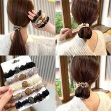 1/4 Peças Elástico de Cabelo de Cor Sólida em Poliéster, Estilo Elegante e Casual, Elástico de Cabelo de Cor Sólida Minimalista, Adequado para Uso Casual e de Festa Diária de Mulheres, Pode Ser Usado como Acessório de Cabelo, Elástico de Cabelo e Acessório de Beleza Doméstica, Verão, Férias, Viagem, Porta-Rabos de Cabelo, Elásticos de Cabelo, Fitas de Borracha para Cabelo, Scrunchies, Corda de Cabelo, Festival, Aniversário - Multicolorido - Visão 4