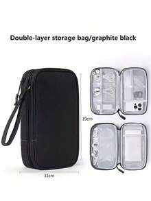 1pc Double Layer Digital Accessories Storage Bag, Electronics Accessories Travel Organizer Bag Fits Phone, Cables, Coins, Jewelry, Divider Compartments For Power Bank, Mouse, Charger, Data Cables, Hard Drive, Protective Cover,Boho Vibes - 查看 6