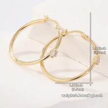1 Pair Elegant Minimalist Style Gold-Tone Earrings Decorated With Synthetic Zirconia, Exquisite Jewelry Accessory, Suitable For Casual Daily Wear, Perfect Gift For Festivals. Elegance Never Goes Out Of Style. - Gold - View 3