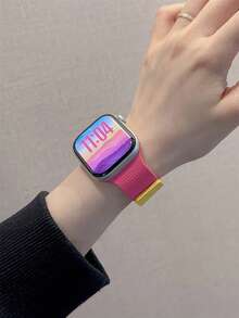 1条男女通用荔枝纹硅胶磁吸表带，兼容 42mm、38mm、40mm、41mm、44mm、45mm、46mm、49mm，时尚智能手表替换表带，适用于Series Ultra2、Ultra SE2、SE 11、10、9、8、7、6、5、4、3、2、1 - 彩色 - 查看 4