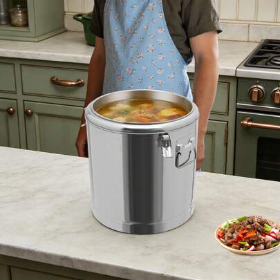 SanBouSi Stainless Steel Food Warmer 32L Insulated Bucket Warmer With Lid